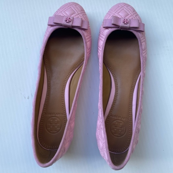 Tory Burch Marion Quilted Ballet Flats in Powder Puff Pink - Picture 13 of 15